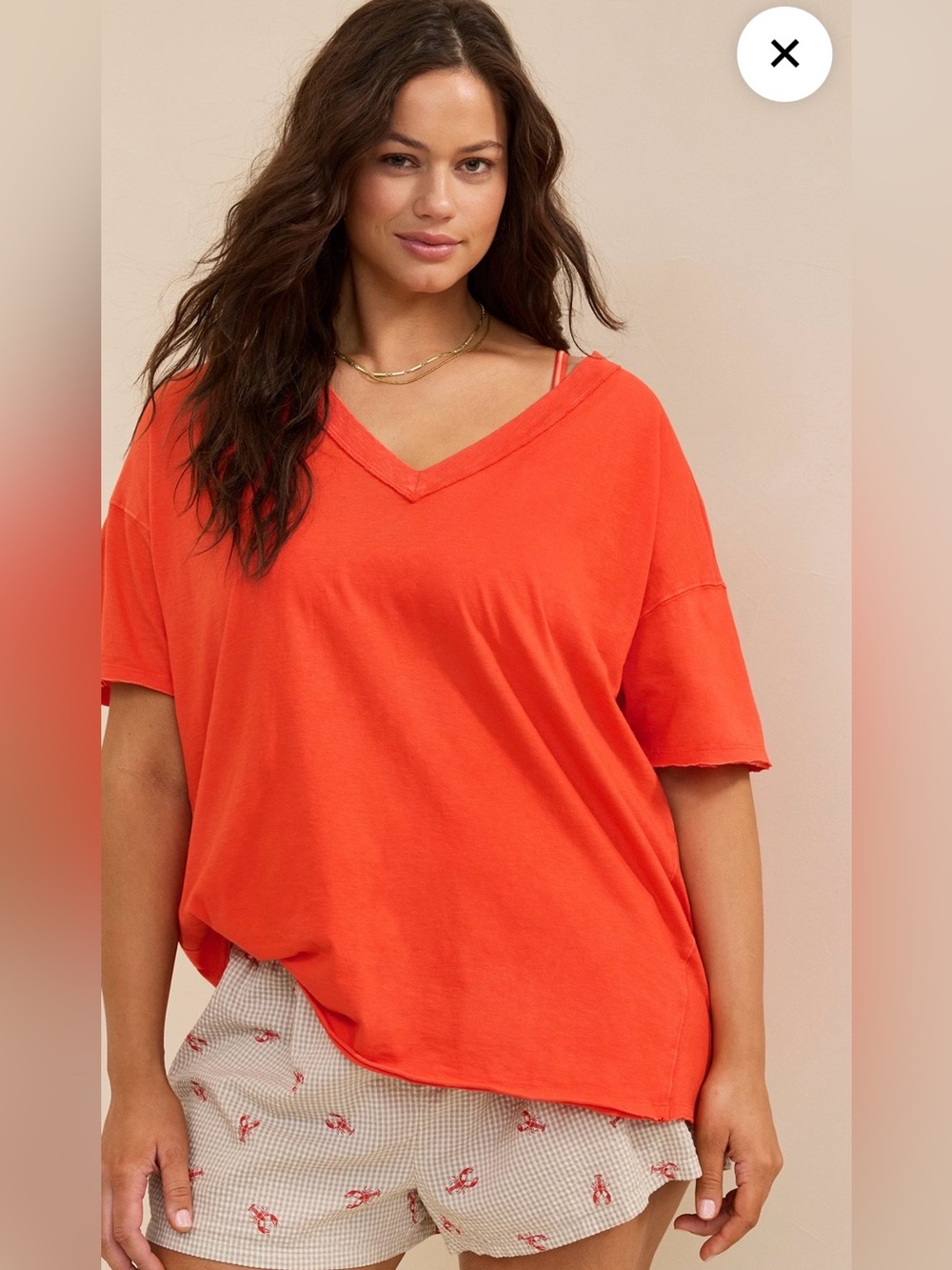 Aerie Classic V-Neck Relaxed Tee - Orange nwt